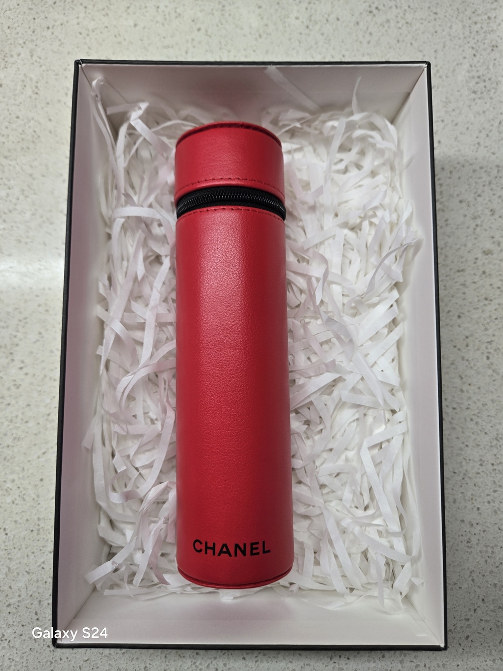 Chanel Red Leather Travel Case - Makeup Brush Set CHANEL